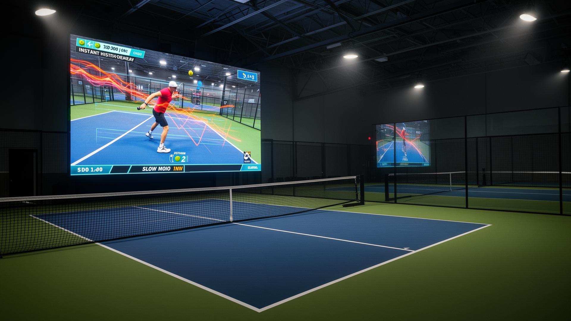 CourtSpark replay display showing sponsor branding